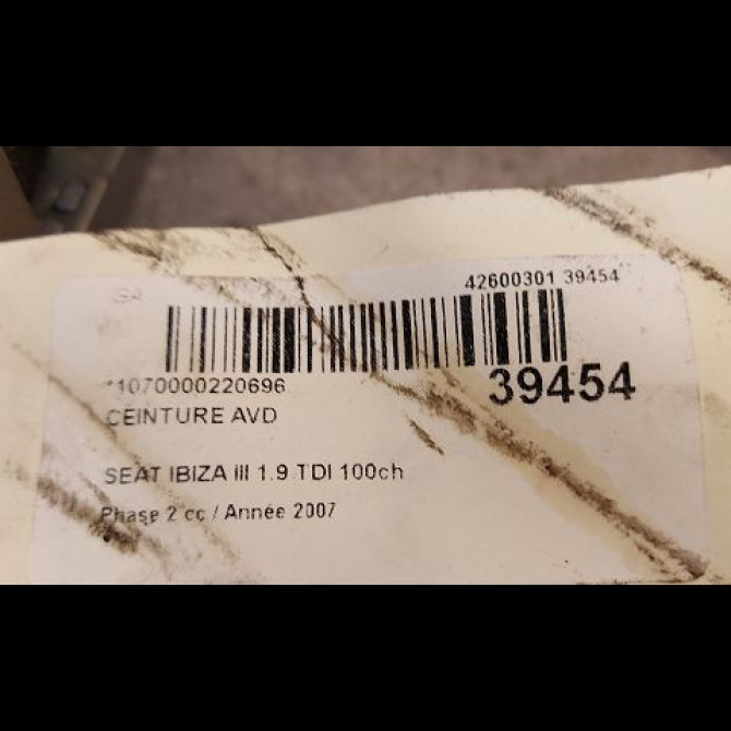 Ceinture avant droite occasion SEAT IBIZA III Phase 2 03-2006->06-2009 1.9 TDI 100ch 6L3857706LRAA 5