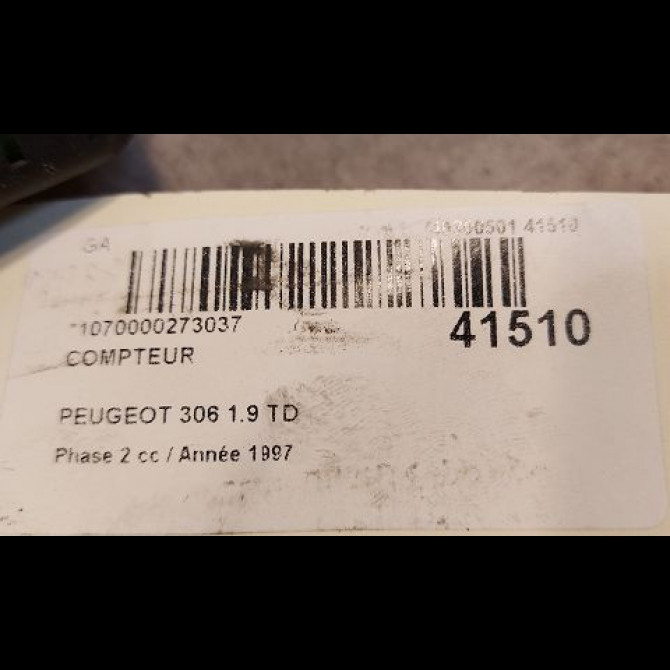Compteur occasion PEUGEOT 306 Phase 2 04-1997->03-2002 1.9 TD 6101K7 3