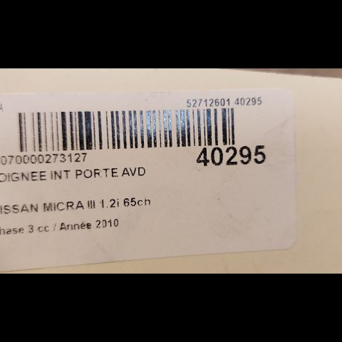 Poignee int porte avd occasion NISSAN MICRA III Phase 3 11-2007->11-2010 1.2i 65ch 3