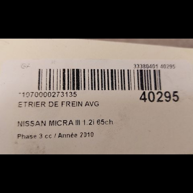 Etrier de frein avant gauche occasion NISSAN MICRA III Phase 3 11-2007->11-2010 1.2i 65ch 3