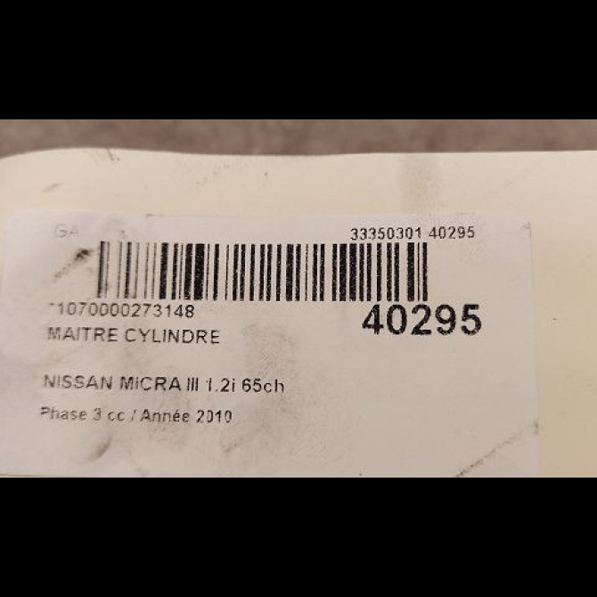 Maitre cylindre occasion NISSAN MICRA III Phase 3 11-2007->11-2010 1.2i 65ch 2