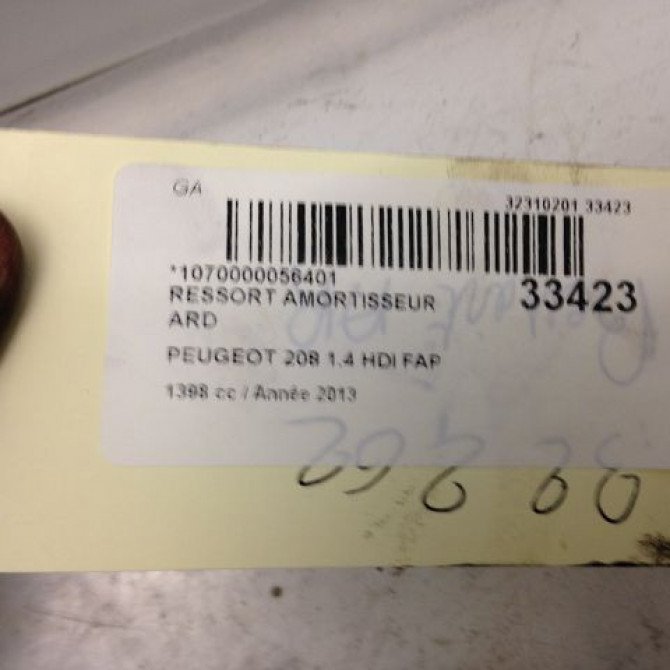 Ressort amortisseur ard occasion PEUGEOT 208 208 Phase 1 2012-03-01->2015-09-30 1.4 HDI 68ch 9673405880 2