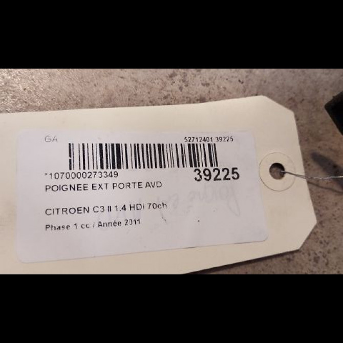 Poignee ext porte avd occasion CITROEN C3 II Phase 1 11-2009->02-2013 1.4 HDi 70ch 9101KH 2