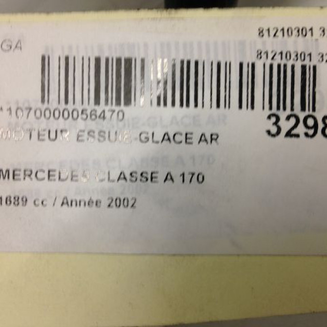 Moteur essuie-glace arrière occasion MERCEDES CLASSE A I Phase 2 03-2001->09-2004 A 170 CDI 1688200442 3