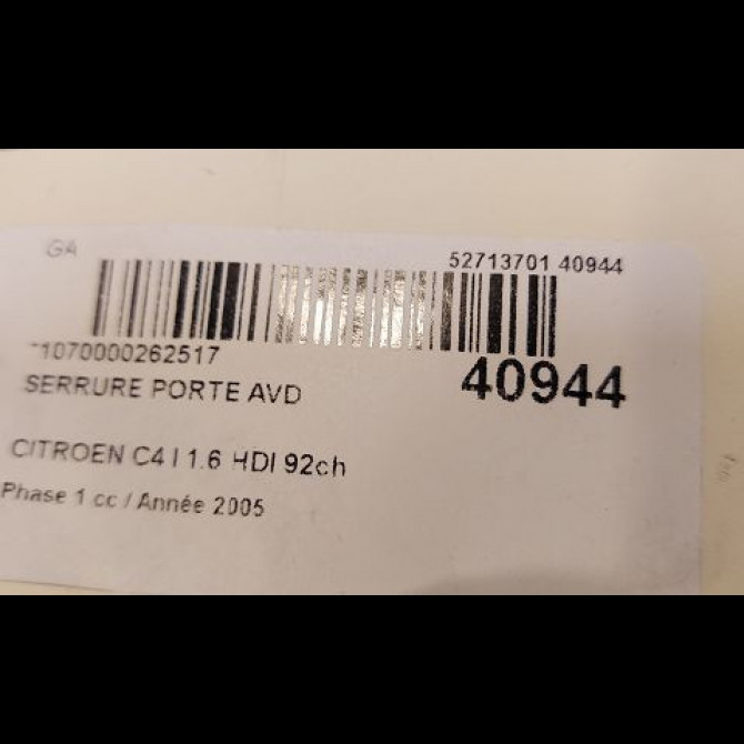 Serrure porte avd occasion CITROEN C4 I Phase 1 11-2004->07-2008 1.6 HDI 92ch 9136EV 3