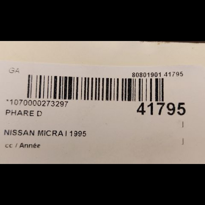 Phare droit occasion NISSAN MICRA I B60105F206 3