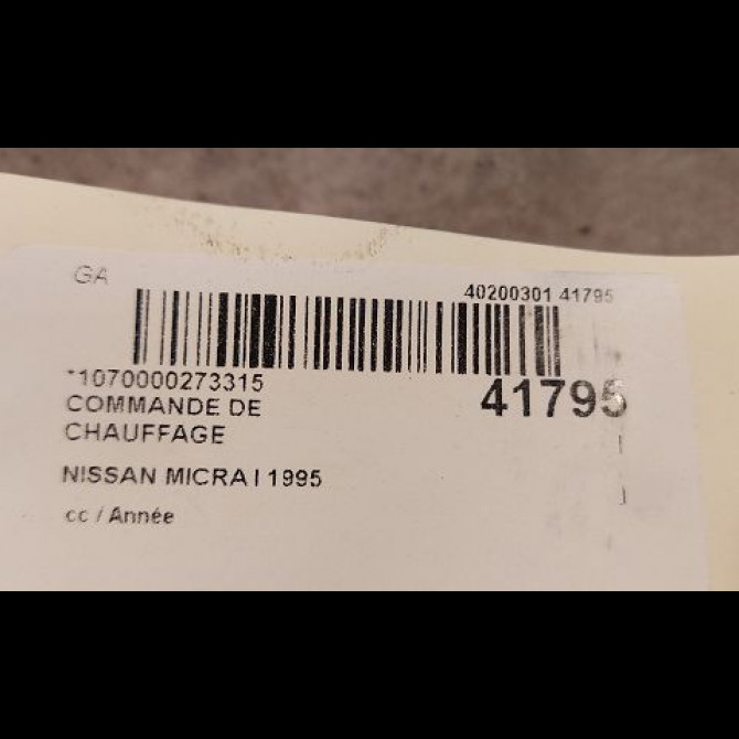 Commande de chauffage occasion NISSAN MICRA I 2751098B05 3