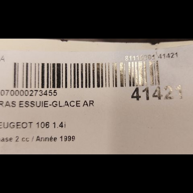 Bras essuie-glace arrière occasion PEUGEOT 106 Phase 2 04-1996->09-2003 1.4i 2