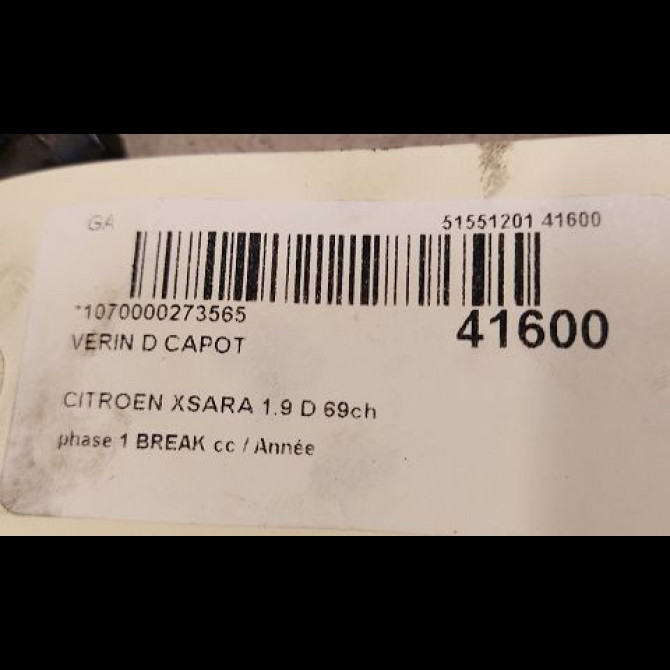 Verin d capot occasion CITROEN XSARA phase 1 BREAK 02-1998->09-2000 1.9 D 69ch 792511 2