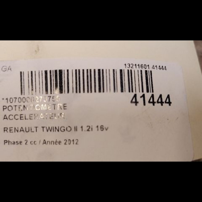 Potentiometre accelerateur occasion RENAULT TWINGO II Phase 2 12-2011->12-2014 1.2i 16v 75ch 3