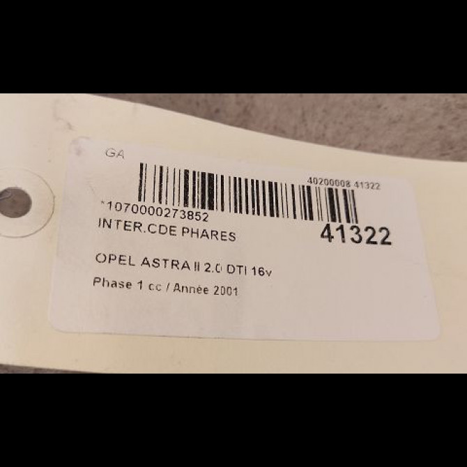 Interrupteur commande de phares occasion OPEL ASTRA II Phase 1 04-1998->09-2004 2.0 DTI 16v 100ch 13142073 2