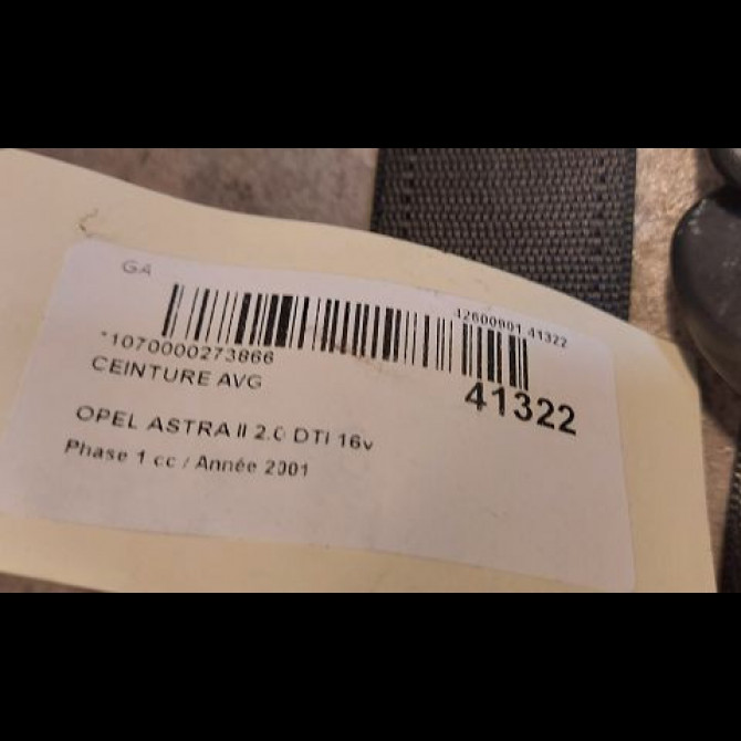 Ceinture avant gauche occasion OPEL ASTRA II Phase 1 04-1998->09-2004 2.0 DTI 16v 100ch 24461876 3