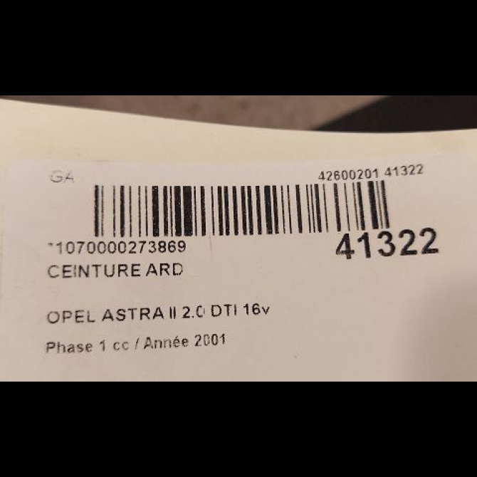 Ceinture arrière droite occasion OPEL ASTRA II Phase 1 04-1998->09-2004 2.0 DTI 16v 100ch 90560646 4