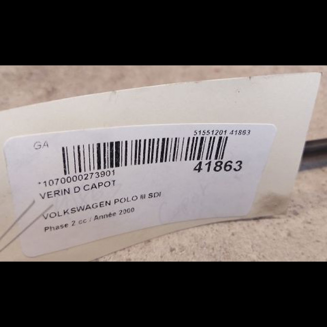 Verin d capot occasion VOLKSWAGEN POLO III Phase 2 11-1999->12-2001 SDI 2