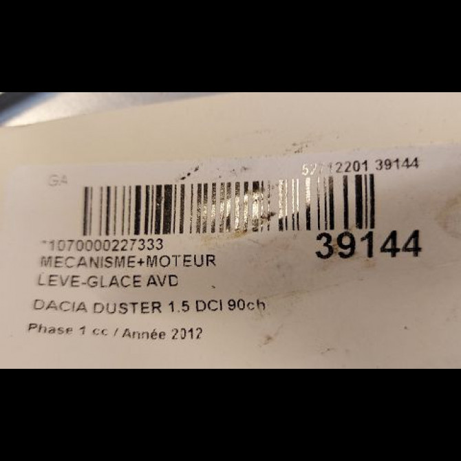 Mecanisme + moteur lève-glace avant droit occasion DACIA DUSTER Phase 1 03-2010->12-2013 1.5 DCI 90ch 807206838R 3
