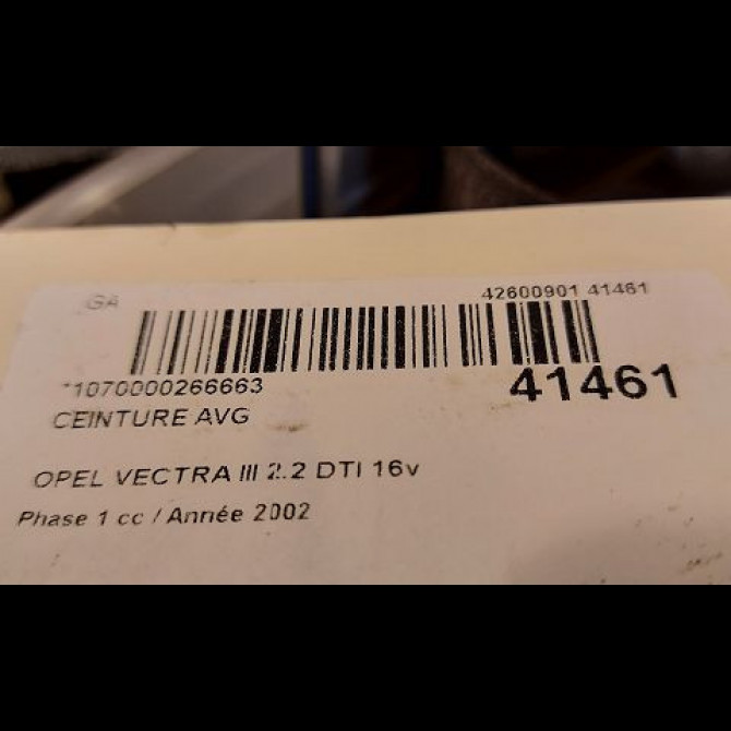 Ceinture avant gauche occasion OPEL VECTRA III Phase 1 06-2002->10-2005 2.2 DTI 16v 125ch 13132218 4
