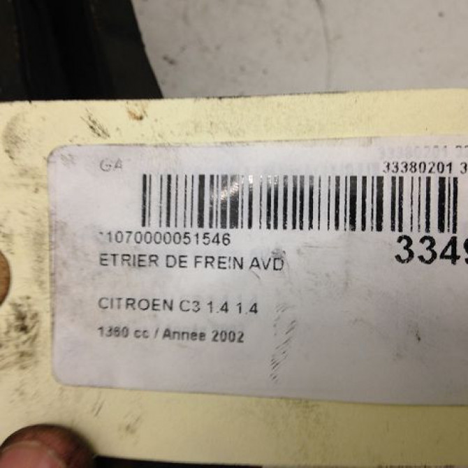 Etrier de frein avant droit occasion CITROEN C3 I Phase 1 04-2002->10-2005 1.1i 1607377580 3