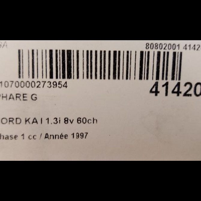 Phare gauche occasion FORD KA I Phase 1 10-1996->10-2008 1.3i 8v 60ch 1079425 3