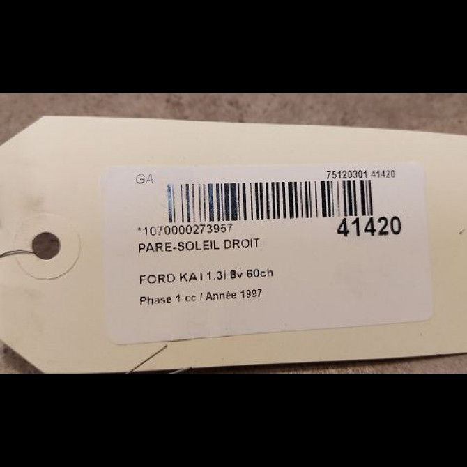 Pare-soleil droit occasion FORD KA I Phase 1 10-1996->10-2008 1.3i 8v 60ch 1054935 3