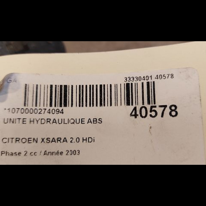 Unité hydraulique ABS occasion CITROEN XSARA Phase 2 09-2000->12-2005 2.0 HDi 90ch 454153 3