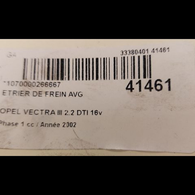 Etrier de frein avant gauche occasion OPEL VECTRA III Phase 1 06-2002->10-2005 2.2 DTI 16v 125ch 93190654 3