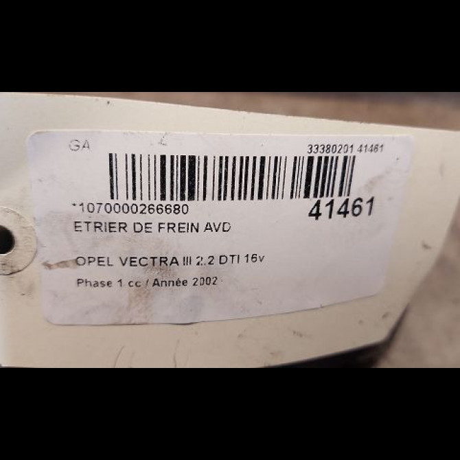 Etrier de frein avant droit occasion OPEL VECTRA III Phase 1 06-2002->10-2005 2.2 DTI 16v 125ch 93190656 3
