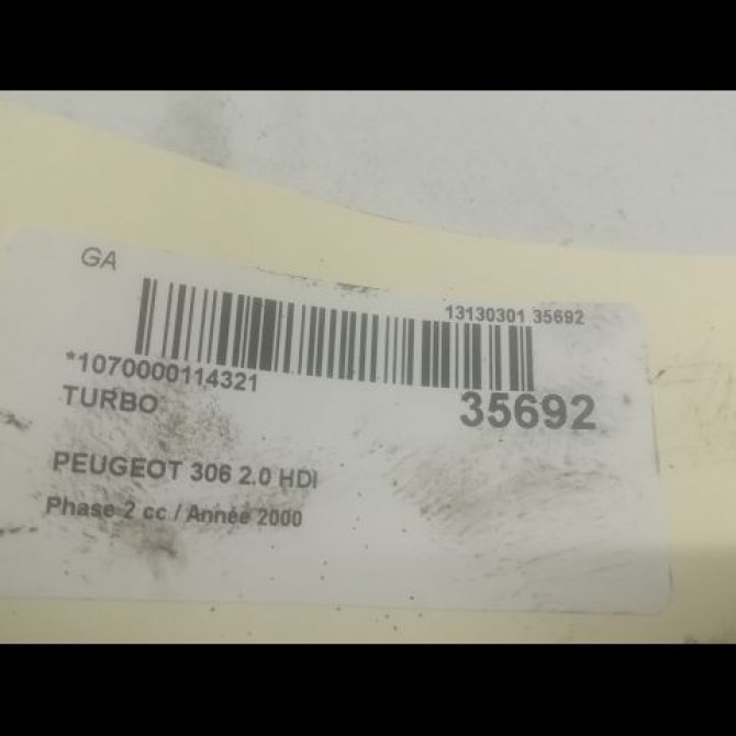 Turbo occasion PEUGEOT 306 Phase 2 04-1997->03-2002 2.0 HDI 375E0 4