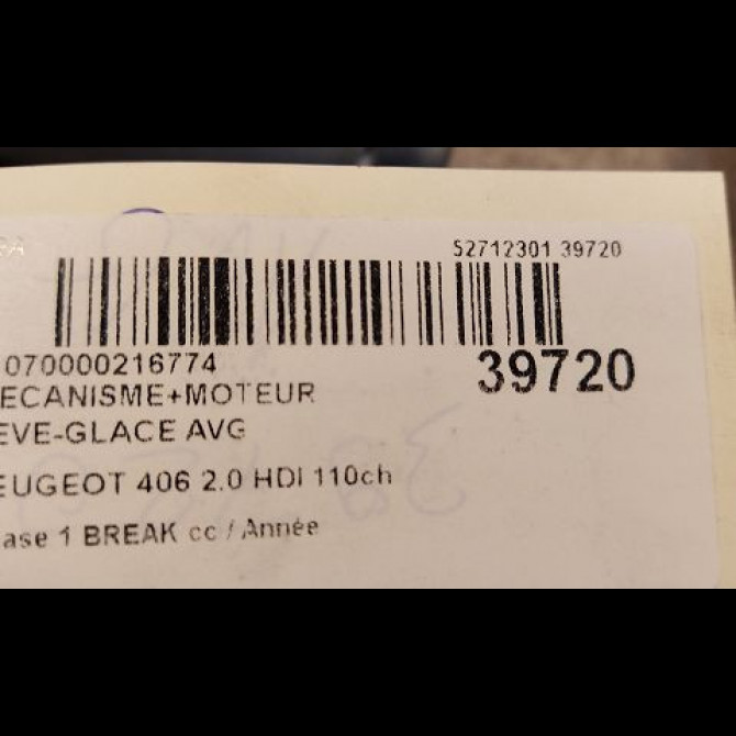Mecanisme+moteur leve-glace avg occasion PEUGEOT 406 Phase 1 04-1995->04-1999 2.0 HDI 110ch 9221F0 3