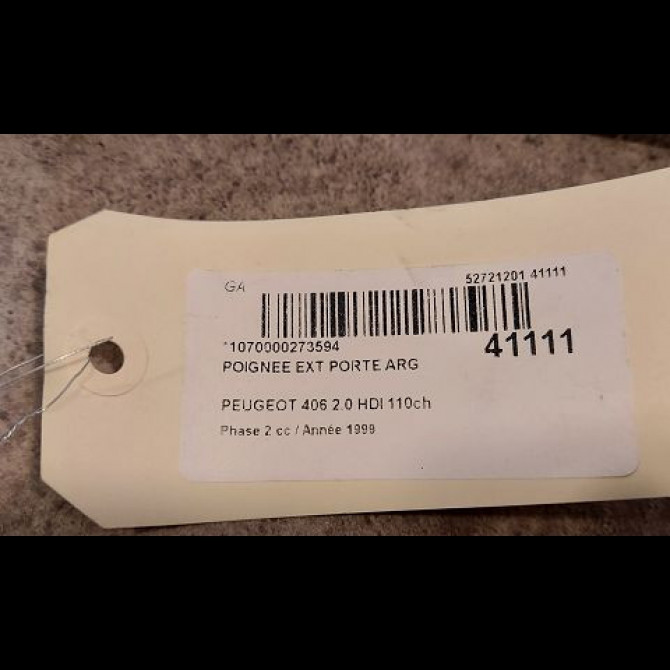 Poignee ext porte arg occasion PEUGEOT 406 Phase 2 04-1999->04-2004 2.0 HDI 110ch 9101H4 2