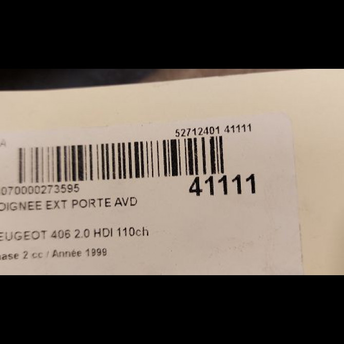 Poignee ext porte avd occasion PEUGEOT 406 Phase 2 04-1999->04-2004 2.0 HDI 110ch 9101H3 2