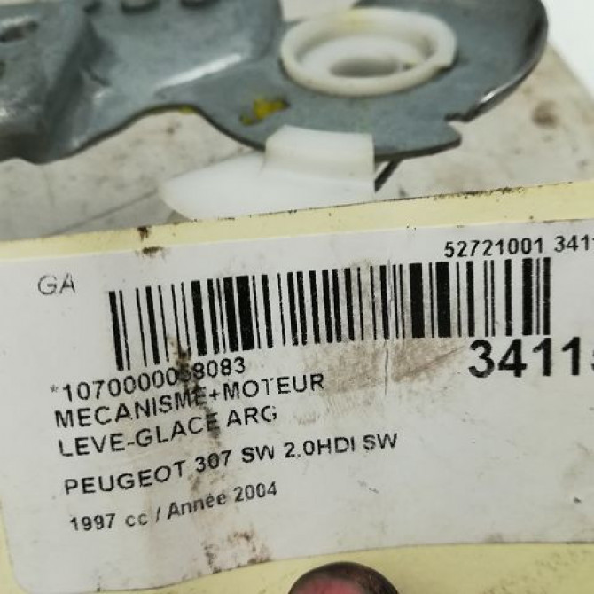 Mecanisme+moteur leve-glace arg occasion PEUGEOT 307 Phase 1 04-2001->06-2005 2.0 HDI 110ch 9223A0 4