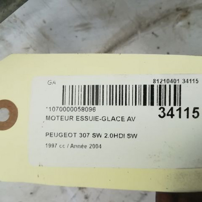 Moteur essuie-glace avant occasion PEUGEOT 307 Phase 1 04-2001->06-2005 2.0 HDI 110ch 6405J6 6