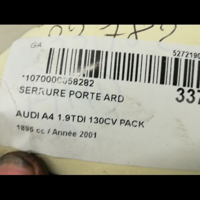 Serrure porte ard occasion AUDI A4 II Phase 1 01-2001->11-2004 1.9 TDi 101ch 8E0839016C 5