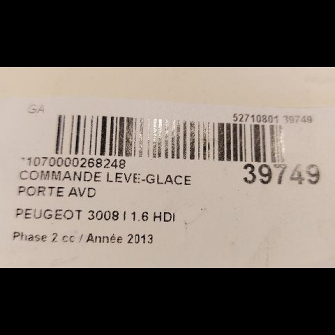 Commande lève-glace porte avant droite occasion PEUGEOT 3008 I Phase 2 11-2013->... 1.6 HDI 115ch 3