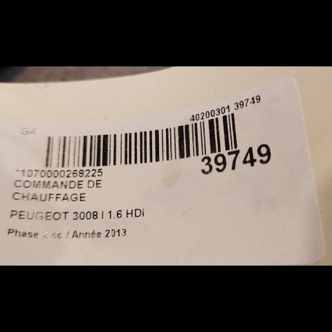 Commande de chauffage occasion PEUGEOT 3008 I Phase 2 11-2013->... 1.6 HDI 115ch 3