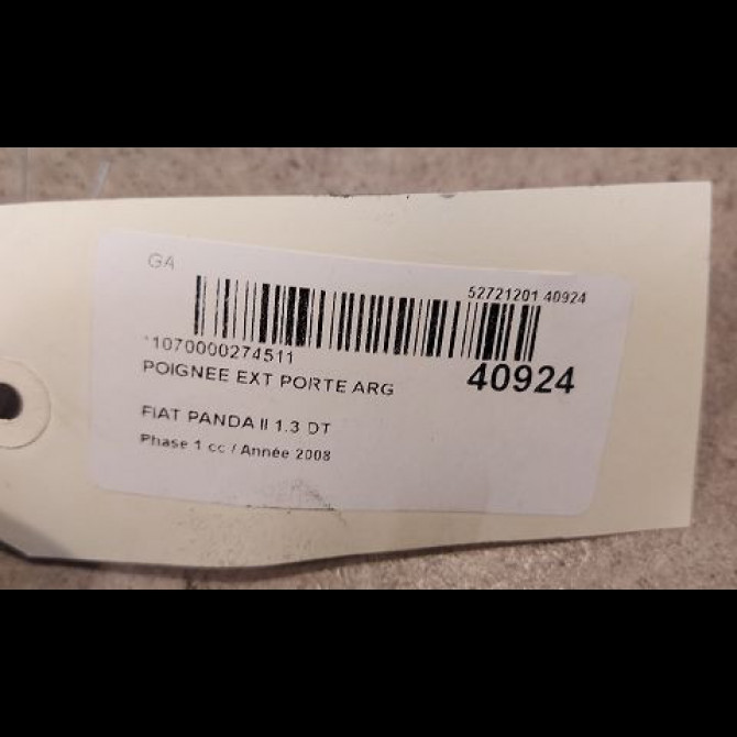 Poignee ext porte arg occasion FIAT PANDA II Phase 1 09-2003->12-2012 1.3 DT MULTIJET 16v 70ch 735371237 2