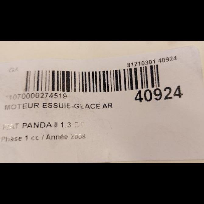 Moteur essuie-glace arrière occasion FIAT PANDA II Phase 1 09-2003->12-2012 1.3 DT MULTIJET 16v 70ch 46829571 3