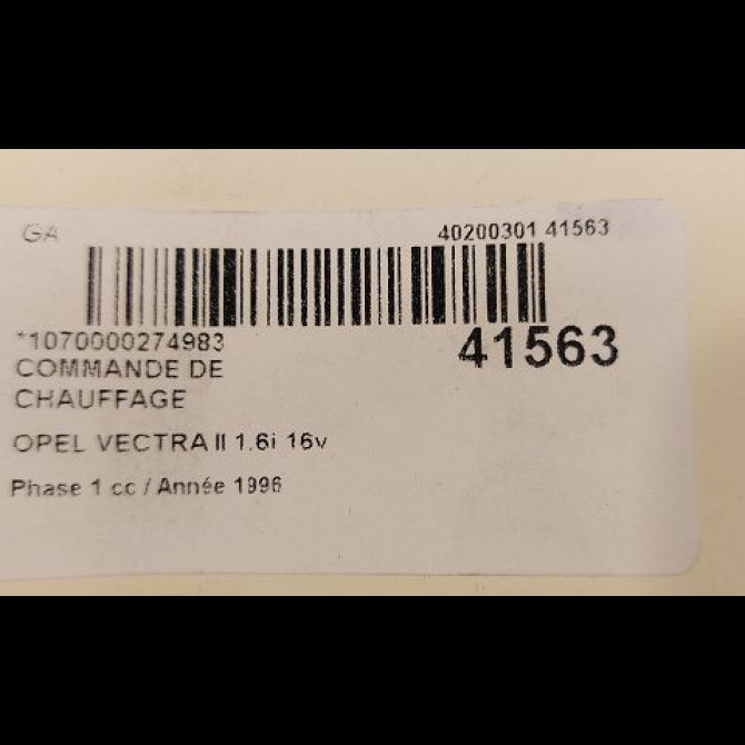 Commande de chauffage occasion OPEL VECTRA II Phase 1 11-1995->02-1999 1.6i 16v 3