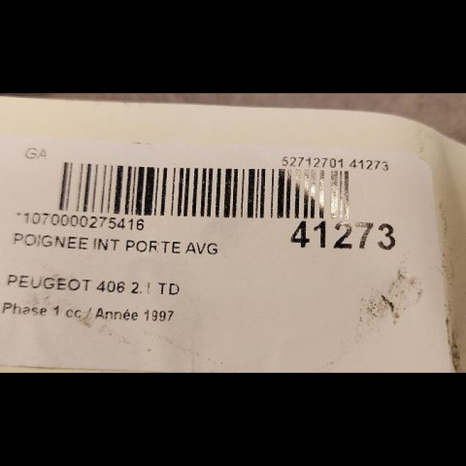 Poignee int porte arg occasion PEUGEOT 406 Phase 1 10-1995->04-1999 2.1 TD 9143E7 3