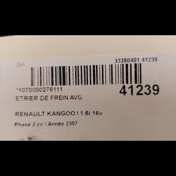 Etrier de frein avant gauche occasion RENAULT KANGOO I Phase 2 03-2003->06-2010 1.6i 16v 95ch 3