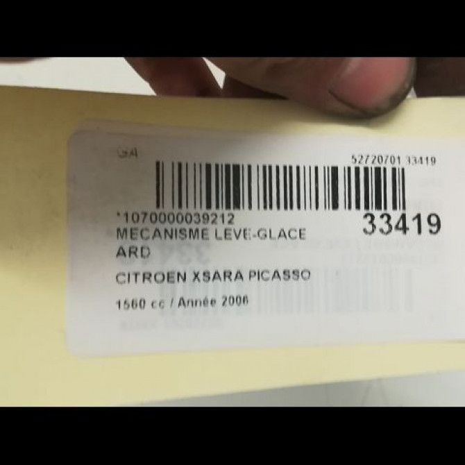 Mecanisme leve-glace arrière droit occasion CITROEN XSARA PICASSO Phase 1 12-1999->02-2004 1.6 HDi 110ch 922456 3