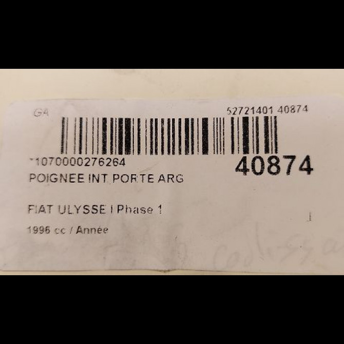 Poignee int porte arg occasion FIAT ULYSSE I Phase 1 02-1995->09-2002 3