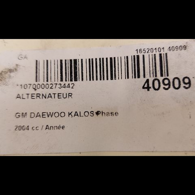 Alternateur occasion GM DAEWOO KALOS Phase 1 09-2002->12-2004 96652100 4