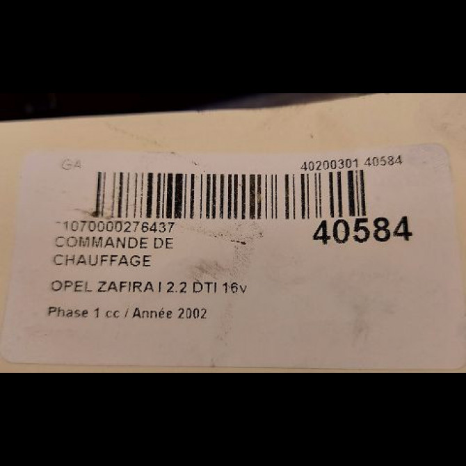 Commande de chauffage occasion OPEL ZAFIRA I Phase 1 03-1999->07-2005 2.2 DTI 16v 125ch 3