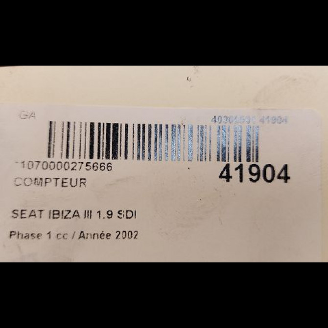 Compteur occasion SEAT IBIZA III Phase 1 03-2002->03-2006 1.9 SDI 6L0920801A00U 3