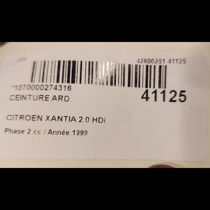 Ceinture arrière droite occasion CITROEN XANTIA Phase 2 12-1997->06-2001 2.0 HDi 110ch 8972TN 4