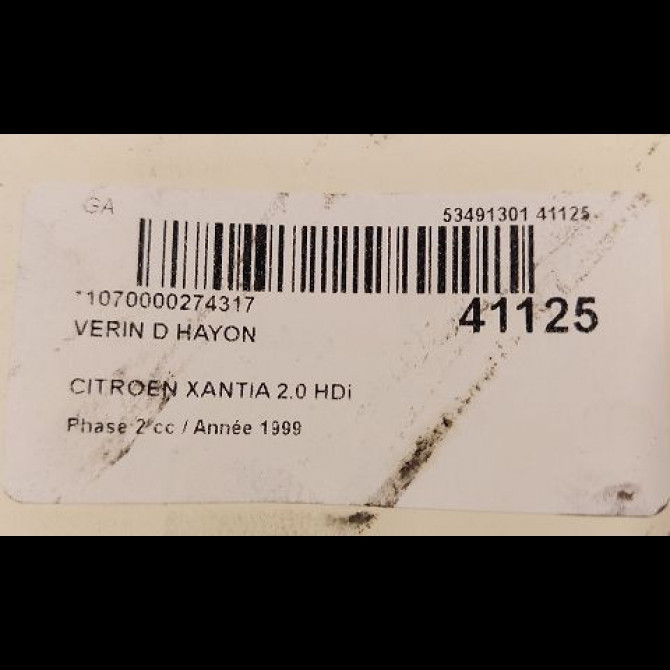 Verin droit hayon occasion CITROEN XANTIA Phase 2 12-1997->06-2001 2.0 HDi 110ch 8731C2 2