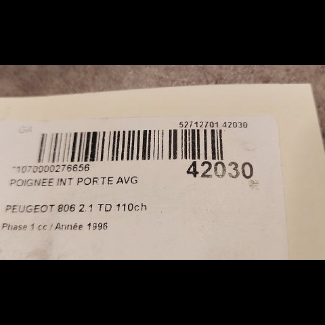 Poignee int porte avg occasion PEUGEOT 806 Phase 1 06-1994->12-2001 2.1 TD 110ch 914375 3
