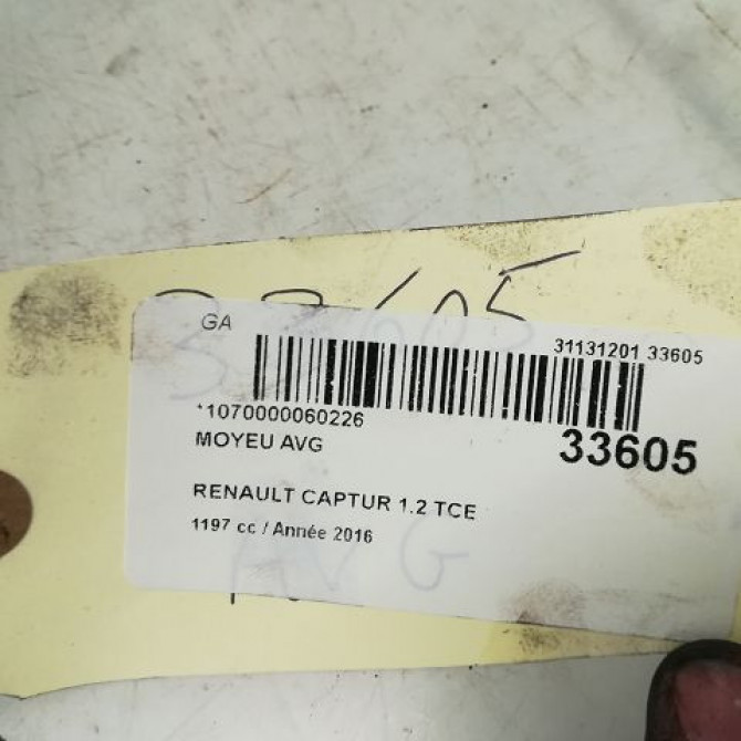 Moyeu avg occasion RENAULT CAPTUR Phase 1 02-2013->... 1.2i 118 16V 402107314R 4