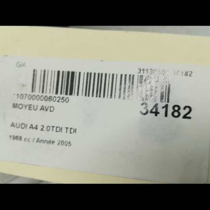 Moyeu avd occasion AUDI A4 II Phase 2 09-2004->04-2008 2.0 TDi 140ch 8E0498625B 3